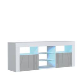 Mex Furniture LTD TV Unit Pulse 145cm - White & Grey Gloss Doors & LED Lights - thumbnail 5