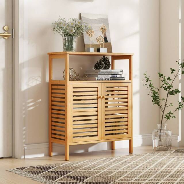 CASART Bathroom Floor Cabine Bathroom Storage Organizer w/ Removable Shelf in Natural - image 1