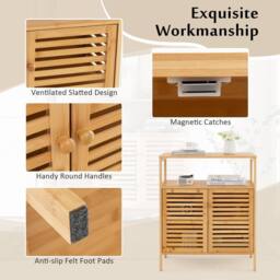 CASART Bathroom Floor Cabine Bathroom Storage Organizer w/ Removable Shelf in Natural - thumbnail 7