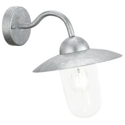 Loops IP44 Outdoor Wall Light Zinc Plated Steel 1 x 60W E27 Bulb Porch Lamp in Metallics - thumbnail 1