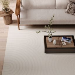 Kukoon Cream Beige Retro Style Tufted Pile Living Room Rug in Light Beige - Size: 80 cm x 150 cm - thumbnail 3