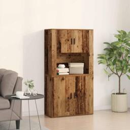Berkfield Home Highboard Old Wood 80x33x150 cm Engineered Wood in Brown - Size: 80 x 33 x 150 cm - thumbnail 2