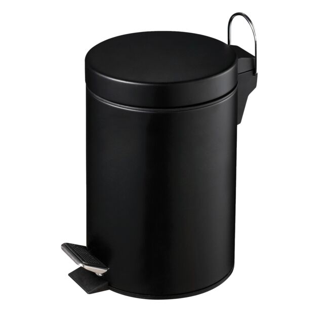 Premier Housewares Stylish Design 3Ltr Turqoise Pedal Bin, Compact Composite Bin For Kitchen, Convenient Bin With Handle in Black - image 1