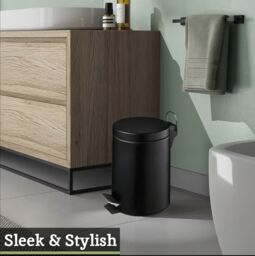 Premier Housewares Stylish Design 3Ltr Turqoise Pedal Bin, Compact Composite Bin For Kitchen, Convenient Bin With Handle in Black - thumbnail 6