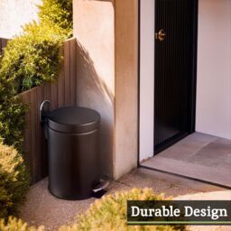 Premier Housewares Stylish Design 3Ltr Turqoise Pedal Bin, Compact Composite Bin For Kitchen, Convenient Bin With Handle in Black - thumbnail 4
