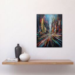 "Artery8 Abstract City New York Rush Hour Traffic Oil Painting Unframed Wall Art Print Poster Home Decor Premium - Size: W12"" x H16""" - thumbnail 4
