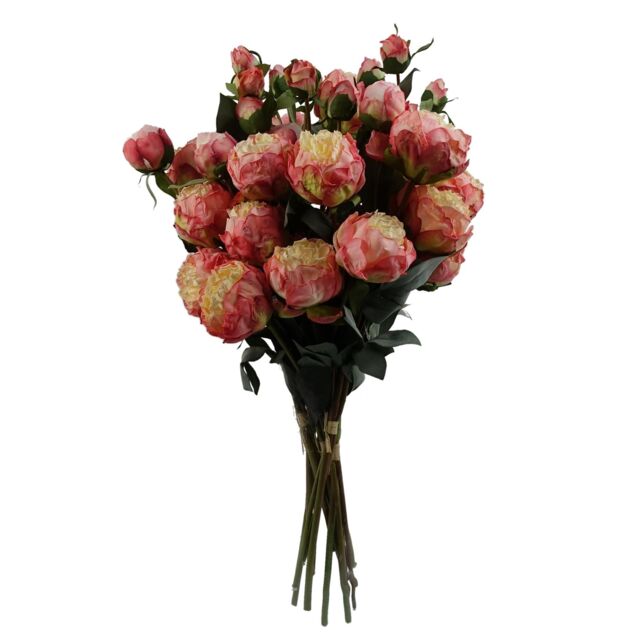 Leaf 6 x 55cm Pink Peony Artificial Flower Stems - 24 flowers 18 buds - Size: 6 x 55 cm - image 1