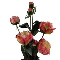 Leaf 6 x 55cm Pink Peony Artificial Flower Stems - 24 flowers 18 buds - Size: 6 x 55 cm - thumbnail 3
