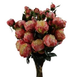 Leaf 6 x 55cm Pink Peony Artificial Flower Stems - 24 flowers 18 buds - Size: 6 x 55 cm - thumbnail 2