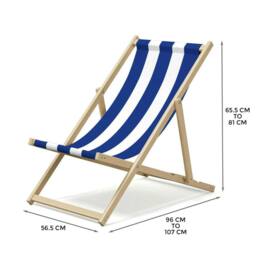 KORVIXA Wooden Deck Folding Chair Lounger in Blue - Size: 100 cm - thumbnail 2