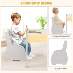 Costway 4 in 1 Activity Table & Chairs Wooden Furniture Set w/ Storage in Grey - thumbnail 5
