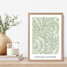 ARTZE William Morris Green Floral Art Print / Oak Frame / SIZE: A3 - Size: A4 - thumbnail 1