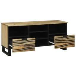 Berkfield Home TV Cabinet, 100x33.5x46 cm, made from solid mango wood in Beige - Size: 100x33.5x46 cm - thumbnail 2