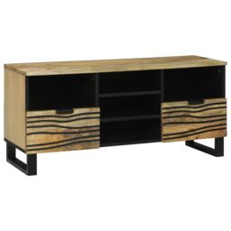Berkfield Home TV Cabinet, 100x33.5x46 cm, made from solid mango wood in Beige - Size: 100x33.5x46 cm - thumbnail 1