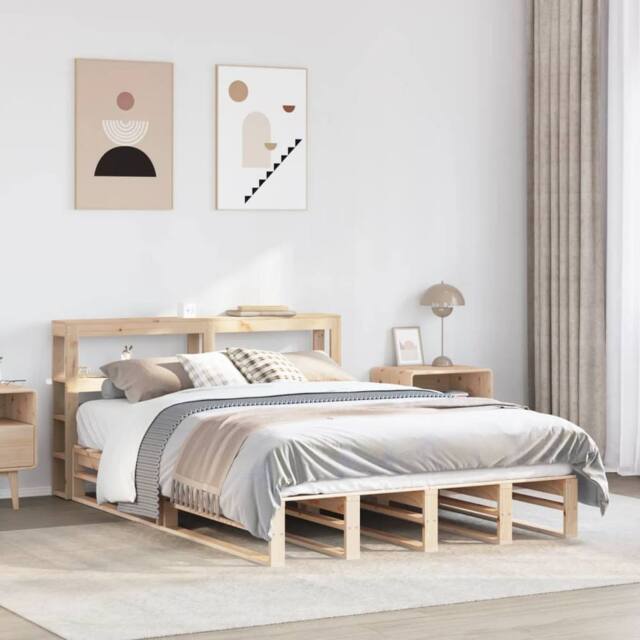 Berkfield Home Bed Frame without Mattress 140x190 cm Solid Wood Pine in Brown - image 1
