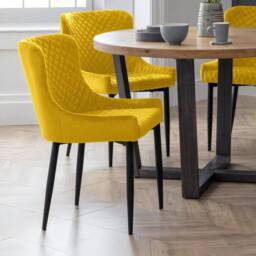 Cheshire Cromwell Premium Mustard Velvet Dining Chairs - Set of 2 - thumbnail 3