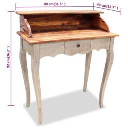 Berkfield Home Writing Desk Solid Reclaimed Wood 80x40x92 cm in Brown - Size: 80 x 40 x 92 cm - thumbnail 5