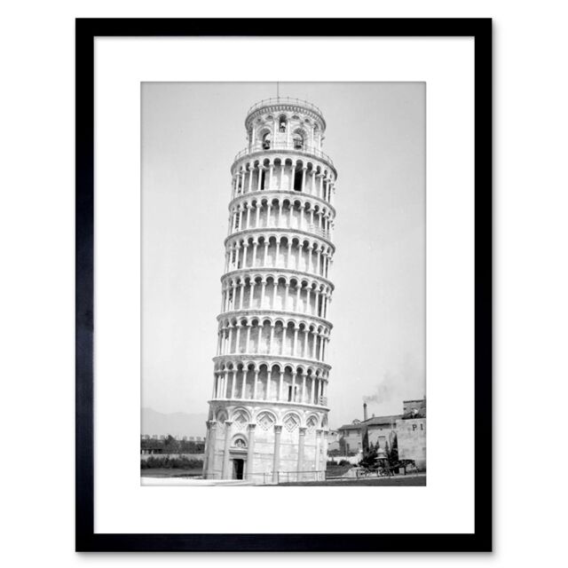 "Artery8 Wall Art Print Photo Architectural Leaning Tower Pisa Italy Artwork Framed 9X7 Inch in Black - Size: W7"" x H9""" - image 1