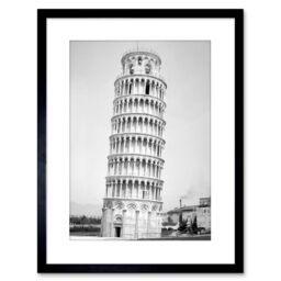 "Artery8 Wall Art Print Photo Architectural Leaning Tower Pisa Italy Artwork Framed 9X7 Inch in Black - Size: W7"" x H9""" - thumbnail 1