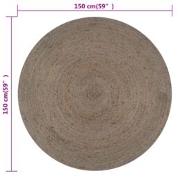 Berkfield Home Handmade Rug Jute Round 150 cm Grey - Size: 100 cm diameter - thumbnail 6