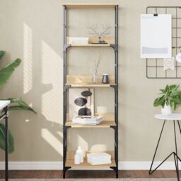 Berkfield Home Bookshelf Sonoma Oak 50x33x153 cm Engineered Wood in Brown - Size: 50 x 33 x 153 cm - thumbnail 1