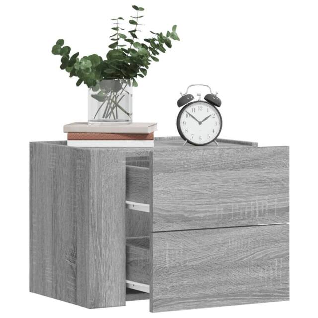 Berkfield Home Decorative Wall-mounted Bedside Cabinet Grey Sonoma 45x30x35 cm - Size: 45 x 30 x 35 cm - image 1
