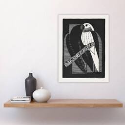 "Artery8 Stylised Parakeet Birds Samuel J De Mesquita Wall Art Poster Print in Black - Size: W12"" x H16""" - thumbnail 4