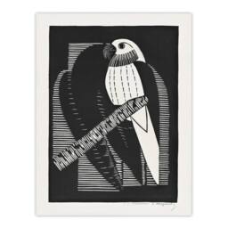 "Artery8 Stylised Parakeet Birds Samuel J De Mesquita Wall Art Poster Print in Black - Size: W12"" x H16""" - thumbnail 1