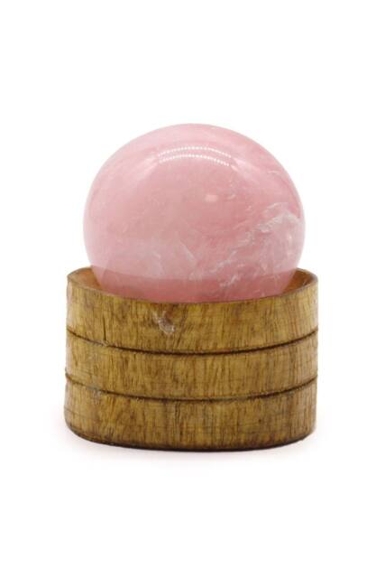 KDMD Rose Quartz 40mm Gemstone Sphere with Stand for Decor & Spirituality in Pink - image 1