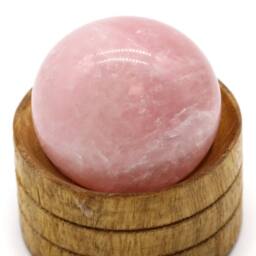 KDMD Rose Quartz 40mm Gemstone Sphere with Stand for Decor & Spirituality in Pink - thumbnail 3