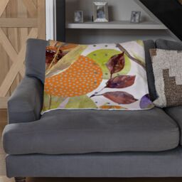 Benjamin Tate Design Autumn Flowers Blanket in Natural - Size: 120 cm x 150 cm - thumbnail 2
