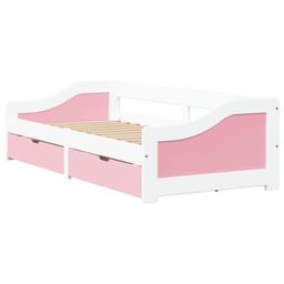 Berkfield Home Day Bed with 2 Drawers without Mattress IRUN White&Pink 90x200 cm in Pink - thumbnail 2