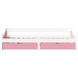 Berkfield Home Day Bed with 2 Drawers without Mattress IRUN White&Pink 90x200 cm in Pink - thumbnail 5