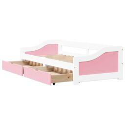 Berkfield Home Day Bed with 2 Drawers without Mattress IRUN White&Pink 90x200 cm in Pink - thumbnail 6