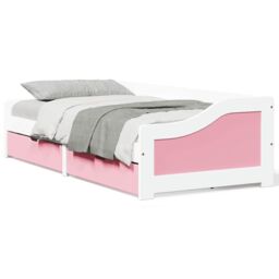 Berkfield Home Day Bed with 2 Drawers without Mattress IRUN White&Pink 90x200 cm in Pink - thumbnail 1