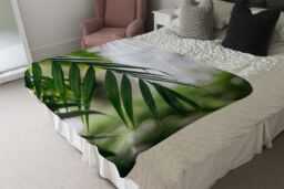 Benjamin Tate Design Closeup of green palm leaf Designer Blanket in Natural - Size: 120 cm x 150 cm - thumbnail 4