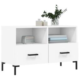 Berkfield Home TV Cabinet White 80x36x50 cm Engineered Wood - Size: 80 x 36 x 50 cm - thumbnail 3