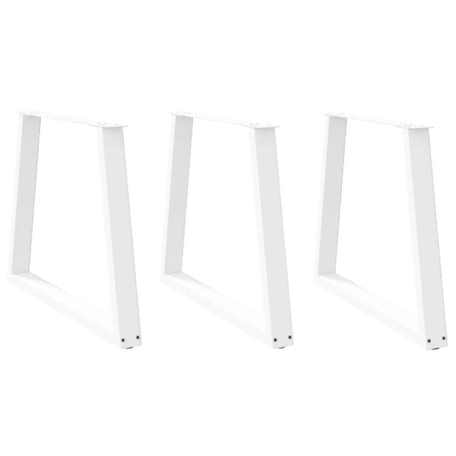 Berkfield Home Dining Table Legs V-Shape 3 pcs White 70x(72-73.3) cm Steel - image 1