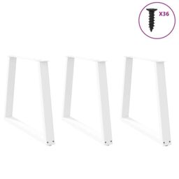 Berkfield Home Dining Table Legs V-Shape 3 pcs White 70x(72-73.3) cm Steel - thumbnail 3