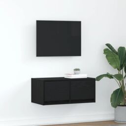 Berkfield Home TV Cabinet Black Oak 60x31x25.5 cm Engineered Wood - thumbnail 1