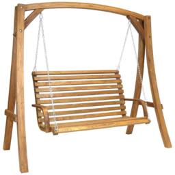 Charles Bentley 2-3 Seater Larch Wood Wooden Garden Outdoor Swing Seat Bench Hammock 1.9M in Brown - thumbnail 5