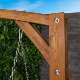 Charles Bentley 2-3 Seater Larch Wood Wooden Garden Outdoor Swing Seat Bench Hammock 1.9M in Brown - thumbnail 2