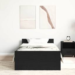 Berkfield Home Bed Frame without Mattress Black Oak 100x200 cm Engineered Wood - thumbnail 3