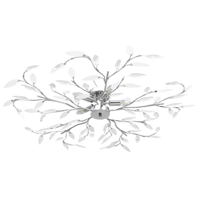 Berkfield Home Ceiling Lamp with Acrylic Crystal Leaf Arms for 5 E14 Bulbs White - image 1
