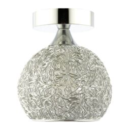 Happy Homewares Modern Ceiling Light Fitting with Twisting Metal Shade in Silver - thumbnail 1