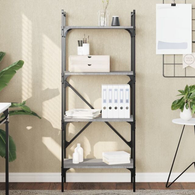 Berkfield Home Bookcase 4-Tier Grey Sonoma 56x31.5x138.5 cm Engineered Wood - image 1