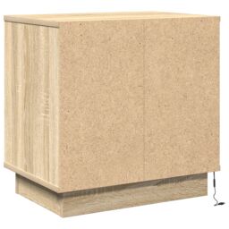 Berkfield Home Bedside Cabinets with LED 2 pcs Sonoma Oak 50x34.5x50 cm in Beige - thumbnail 8