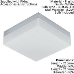 Loops 2 PACK IP44 Outdoor Wall Light White Plastic 8.2W Built in LED Porch Lamp - thumbnail 2
