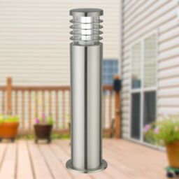 First Choice Lighting Set of 2 Bloom - Brushed Stainless Steel Outdoor Post Lights in Silver - thumbnail 4