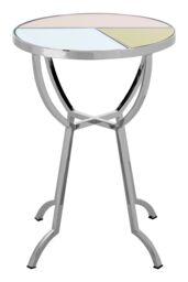 Orsina Circular Side Table, Decorative Table With Gold, Pink & Mirror Segments, Silver Finished Round Accent Table - thumbnail 1